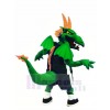 vert et Orange Dragon avec Ailes Mascotte Costume Dessin animé