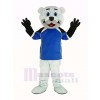 Polaire Ours avec Bleu Jersey Mascotte Costume Animal