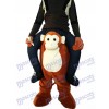 Singe Piggyback Carry Me Ride Singe brun avec un costume de mascotte de banane