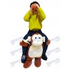 Singe Piggyback Carry Me Ride Singe brun avec un costume de mascotte Banana For Kid