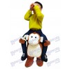 Singe Piggyback Carry Me Ride Singe brun avec un costume de mascotte Banana For Kid