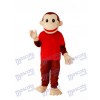 Singe heureux en chemise rouge Mascotte Costume adulte Animal