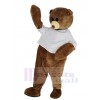 Mignon marron Ours avec blanc Gilet Mascotte Costume