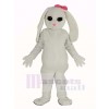 blanc lapin avec Rose Arc Mascotte Costume