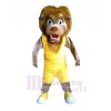 Lion avec Jaune Gilet Mascotte Les costumes Pas cher