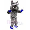 Gris Bouledogue avec Bleu Des chaussures Mascotte Les costumes