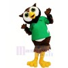 Charmant Hibou avec vert T-shirt Mascotte Les costumes