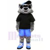 Cool Raton laveur avec Noir T-shirt Mascotte Les costumes Animal