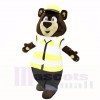 Costume de mascotte ours jaune avec chapeau jaune pour adulte