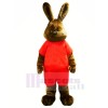 Heureux marron lapin Mascotte Les costumes Adulte