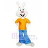 blanc lapin avec Orange T-shirt Mascotte Les costumes