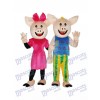 Cacao Couple Cochon Mascotte Costume Adulte Animal