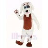 blanc Chien avec marron Ventre Mascotte Costume