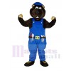 Gopher Ouvrier dans Bleu Salopette Mascotte Costume Animal