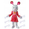 Lapin de Pâques en point blanc robe rouge mascotte Costume adulte Animal