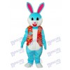 Lapin bleu de Pâques en veste rouge mascotte Costume adulte Animal
