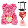 Rose clair Rose Ours en peluche Fleur Ours avec coeur blanc Meilleur cadeau pour la fête des mères, la Saint-Valentin, les anniversaires, les mariages et les anniversaires