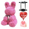 Rose Lapin Rose Fleur Lapin Meilleur cadeau pour la fête des mères, la Saint-Valentin, les anniversaires, les mariages et les anniversaires