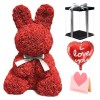 rouge Lapin Rose Fleur Lapin Meilleur cadeau pour la fête des mères, la Saint-Valentin, les anniversaires, les mariages et les anniversaires