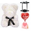 diamant blanc Ours en peluche rose Fleur Ours Meilleur cadeau pour la fête des mères, la Saint-Valentin, les anniversaires, les mariages et les anniversaires