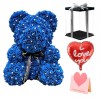 diamant Bleu royal Ours en peluche rose Fleur Ours Meilleur cadeau pour la fête des mères, la Saint-Valentin, les anniversaires, les mariages et les anniversaires