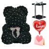 diamant Noir Ours en peluche rose Fleur Ours Meilleur cadeau pour la fête des mères, la Saint-Valentin, les anniversaires, les mariages et les anniversaires