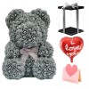 diamant gris Ours en peluche rose Fleur Ours Meilleur cadeau pour la fête des mères, la Saint-Valentin, les anniversaires, les mariages et les anniversaires