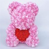 Nouveau style Rose Ours en peluche rose Fleur Ours avec Coeur rouge Meilleur cadeau pour la fête des mères, la Saint-Valentin, les anniversaires, les mariages et les anniversaires