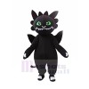 Noir Dragon avec vert Yeux Mascotte Les costumes Dessin animé