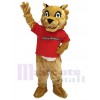 Pattes de cougar dans les costumes de mascotte de chemise rouge