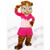 Costume de mascotte adulte rose écureuil cheveux longs animaux