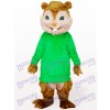 Écureuil vert avec de longs cheveux et des dents courtes Costume de mascotte adulte animaux