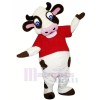 Drôle Vache avec rouge T-shirt Mascotte Les costumes Dessin animé