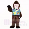 Gorille d'été avec une chemise de couleur fleur mascotte costumes bande dessinée