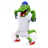 sport Alligator avec blanc Costume Mascotte Les costumes Dessin animé