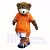 Football Ours avec Orange T-shirt Costumes De Mascotte École