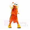 Mascotte sport avec une chemise orange mascotte adulte