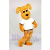 Jaune Chien avec blanc T-shirt Mascotte Les costumes Animal