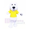 Mignonne blanc Chien avec Jaune T-shirt Mascotte Les costumes Animal