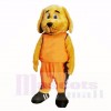 Sportif Chien avec Orange Chemise Costumes De Mascotte Dessin animé