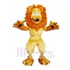 Heureux Velu Lion Mascotte Les costumes Dessin animé