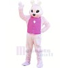 lapin avec Rose Gilet Mascotte Les costumes Animal