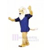 marron Lion avec Bleu T-shirt Mascotte Les costumes Adulte