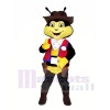 Cow-boy abeille avec rouge Gilet Mascotte Les costumes Animal