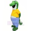 Heureux Alligator avec Jaune T-shirt Mascotte Les costumes Adulte