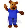 marron Nounours Ours avec Bleu Costume Mascotte Les costumes Animal