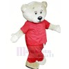 blanc Ours avec rouge Costume Mascotte Les costume