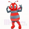 Souriant Gris et rouge abeille Costumes De Mascotte Dessin animé