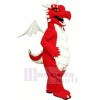 rouge Dragon avec blanc Ailes Mascotte Les costumes Dessin animé