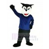 Noir Bearcat Binturong avec Bleu Manteau Mascotte Costume Animal